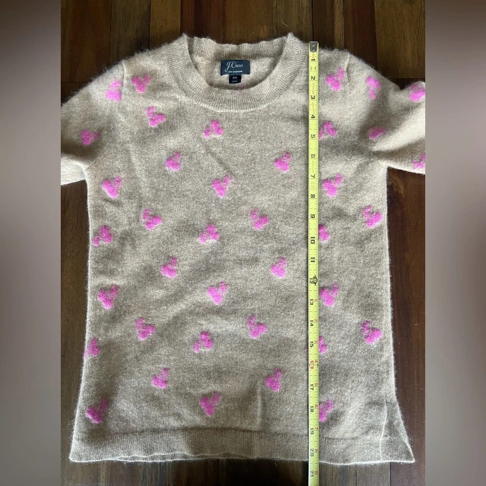 J. Crew tan and pink cherry cashmere sweater XS